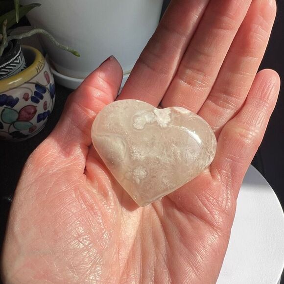 Flower Agate Heart Carving (#6) - Picture 2 of 10